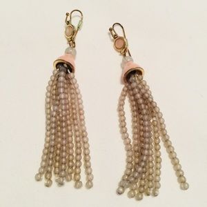 Gray Beaded Tassle Earrings